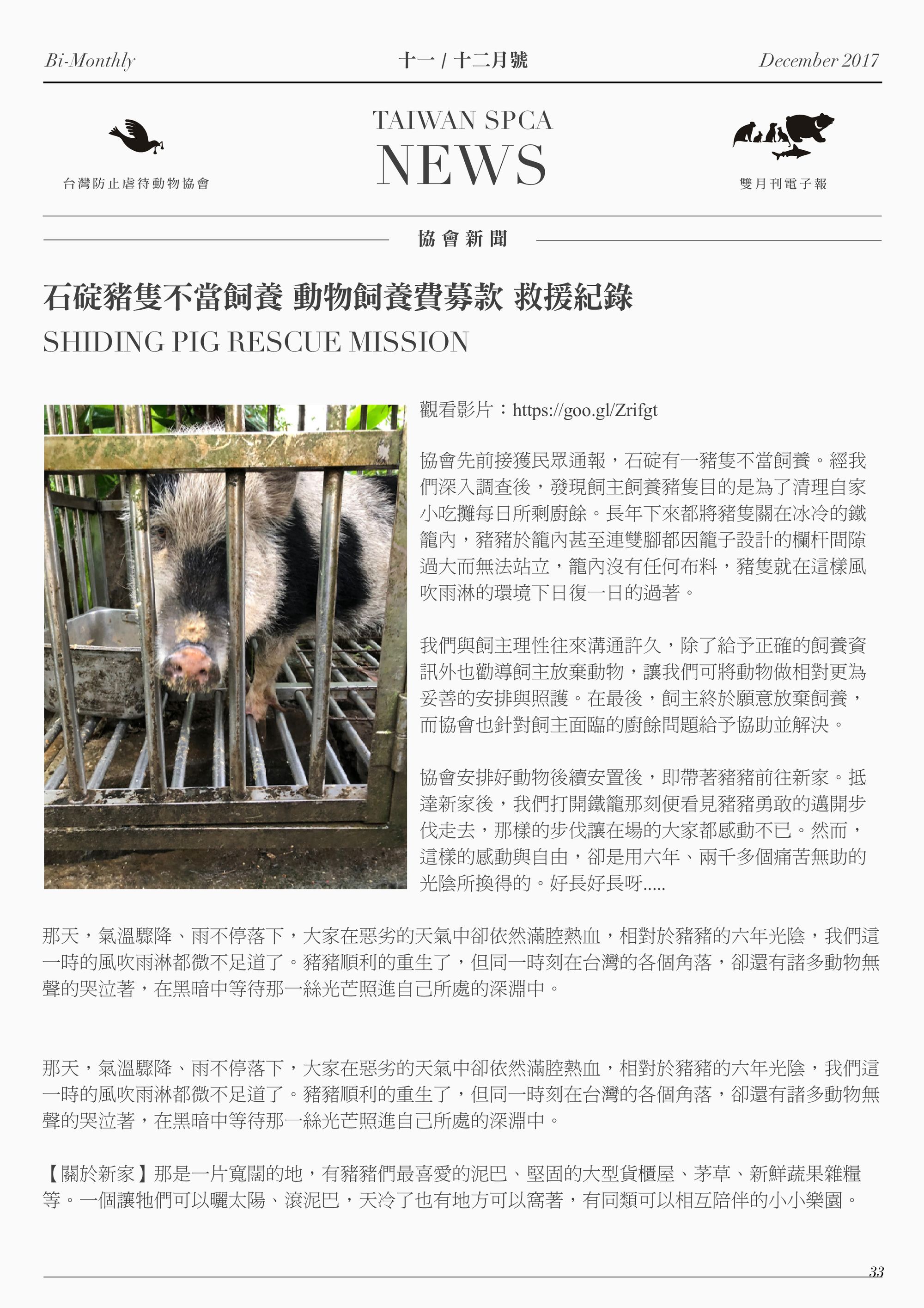 石碇豬隻不當飼養 動物飼養費募款 救援紀錄